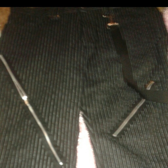 Black zippered goth/punk striped pants - Hot Topic cyberpunk grunge - Picture 2 of 4